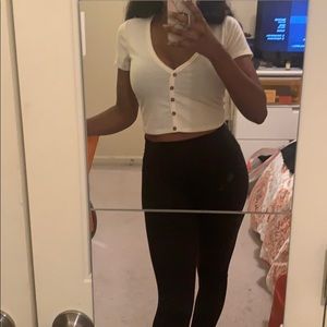 Cream T-shirt Crop Top